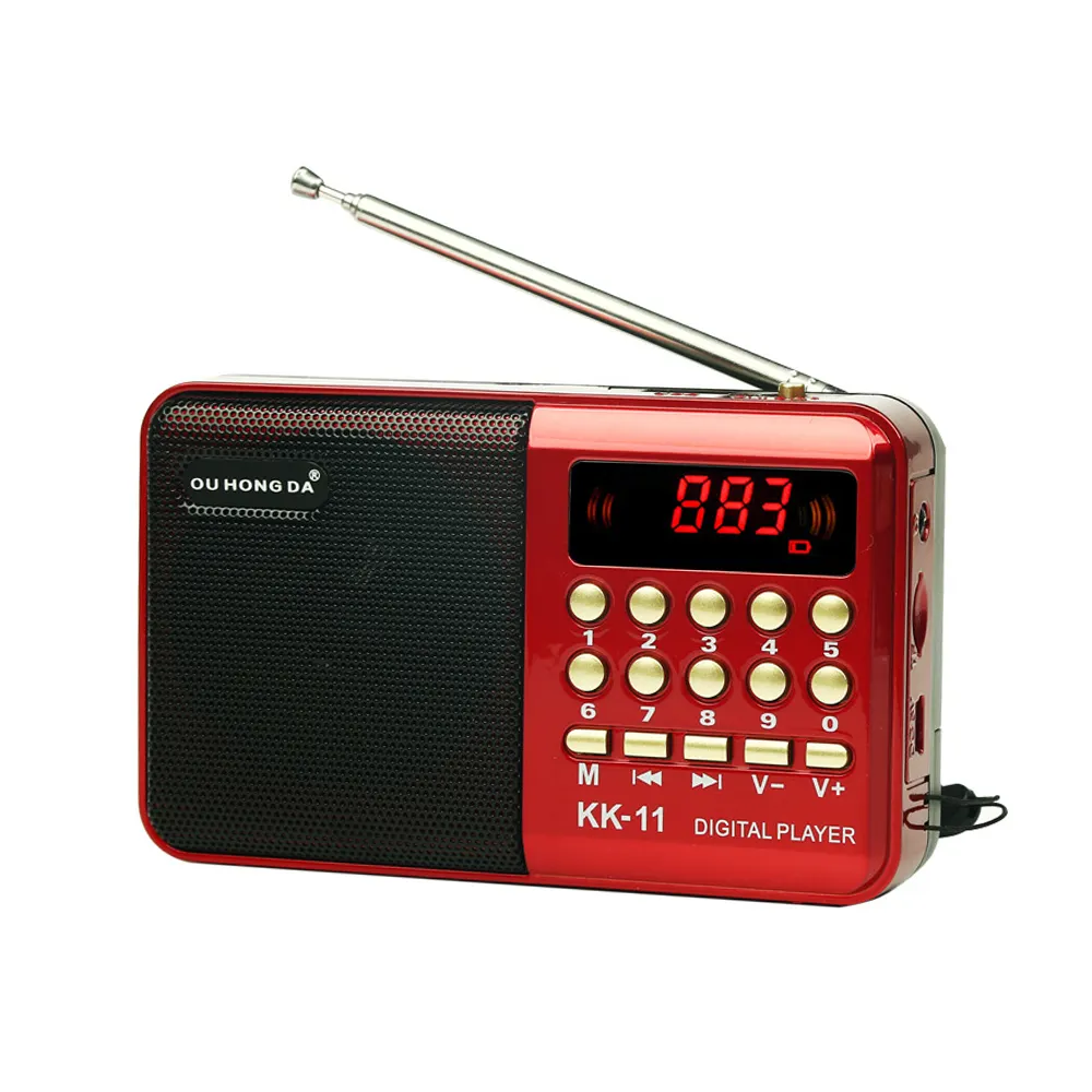 Radio portabel Mini, FM/AM/SW Handheld Full Band MP3 Radio Speaker 2.1 saluran LED tampilan Digital mendukung USB Stick/TF Card