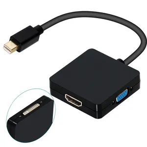 Adaptateur Mini DisplayPort vers HDMI VGA DVI 4K personnalisé, adaptateur Mini DisplayPort(DP) vers HDMI/DVI/VGA plaqué or 3-en-1