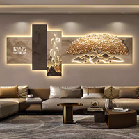 Art mural moderne minimaliste pour la décoration de la maison, peinture murale avec éclairage LED pour le salon