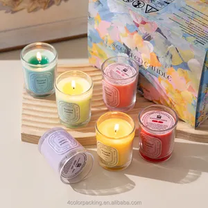 Lot de 6 bougies parfumées avec 6 parfums Bougie parfumée forte dans un bocal en verre pour femme Bougie d'aromathérapie en cire de soja colorée