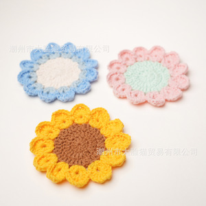 Sous-verre tournesol fait main en fil de 2 mm, rond, écologique, décoration de bureau, cadeau - Product Image 3