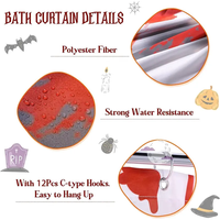 Rideau de douche effrayant pour Halloween, 72''*72'', imperméable, résistant à la moisissure, en tissu polyester, avec 12 crochets
