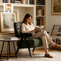Sillón de Salón de Terciopelo, Estilo Moderno de Mediados de Siglo, Estructura de Madera Maciza, Sillón Acolchado para Descanso