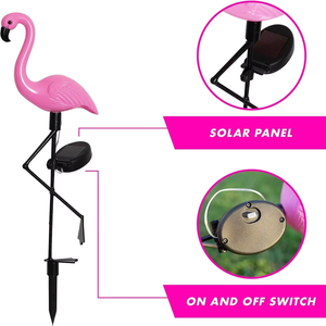 Solar LED PVC waterdichte roze flamingo-staaklampen voor buiten, tuin, gazon, decoratie, patio, vijver, grond, achtertuin - Product Image 4