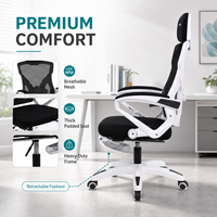 Chaise de bureau ergonomique JRMC-07WT avec appuie-tête réglable en maille, accoudoirs 4D, soutien lombaire, repose-pieds, certifiée BIFMA pour le bureau à domicile