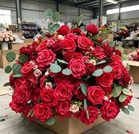 Boule de fleurs artificielles rouges pour décoration de mariage, centres de table de mariage, boules de fleurs artificielles pour la décoration de la maison