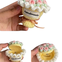 Mini bouquet au crochet fait main créatif, boîte à bagues, porte-clés, cadeau