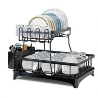 Égouttoir de cuisine en métal 42 cm, double niveau, à fixer sous l'évier, pour bols, couverts et baguettes – Meilleure vente, tendance