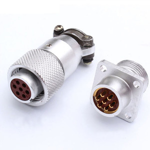 Conector CSP XF12, Conector de Aviación M12, Aluminio Mecanizado, Latón Plateado, Conexión Roscada - Product Image 1