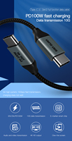 Câble USB 3.1 Gen2 Type C vers Type C Pd 100W 240w, prend en charge l'audio et la vidéo 4K, vitesse de transfert de 20 Gbps pour Macbook Pro