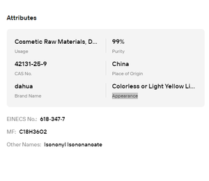 Isononyl Isononanoate ININ 99% Pureté, Absorption Rapide, Émollient, Améliorateur de Pénétration pour Soins Cosmétiques de la Peau - Product Image 6