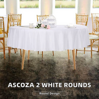 Ascoza Lot de 2 nappes rondes blanches unies de 70 pouces en tissu polyester pour mariage/banquet/restaurant/fêtes Fabriqué en Chine