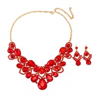Ensemble élégant de collier et boucles d'oreilles de mariée, orné de strass et de cristaux, bijoux de fête de mariage, chaîne réglable pour femme