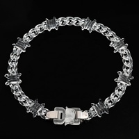 Nouveau Collier Bijou Homme Personnalisé, Meilleure Vente, avec Serrure Givrée, Chaîne à Épines Transparentes en Acrylique, Idéal pour Cadeaux de Petit Ami