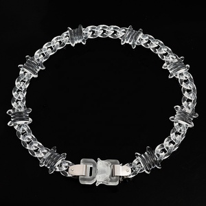 Best Seller Nuova Collana Personalizzata da Uomo con Lucchetto Satinato e Catena in Acrilico Trasparente a Spine, Idea Regalo <span class=keywords><strong>per</strong></span> Fidanzato - Product Image 2