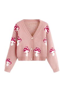 OEM ODM Custom <b>Women's</b> <b>Cardigan</b> Sweater <b>Long</b> Sleeve V Neck Button Down Knit Jacquard Knitwear Fall Preppy Clothes - Product Image 3