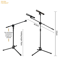 Support de microphone de scène à vis manuelle en alliage de zinc avec trépied en plastique silicone ABS pour enregistrement musical et événements en direct