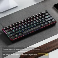 HZGAMER 61 touches clavier mécanique sans fantôme axe thé vert lumière mixte filaire petite taille bureau de jeu pour ordinateur portable éclairage couleur