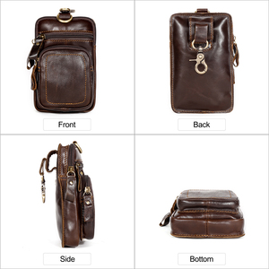 Vintage petite taille Packs sac de téléphone portable en <span class=keywords><strong>cuir</strong></span> véritable taille <span class=keywords><strong>ceinture</strong></span> sac pour hommes - Product Image 2
