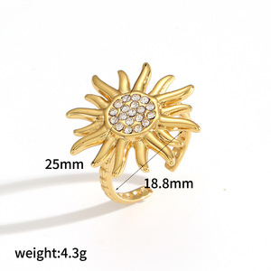 ชุดต่างหูเพชรรูปดวงอาทิตย์และดวงดาว สแตนเลสสตีลสีทอง สำหรับงานปาร์ตี้ เครื่องประดับแฟชั่น ชุดของขวัญสำหรับผู้หญิง - Product Image 5