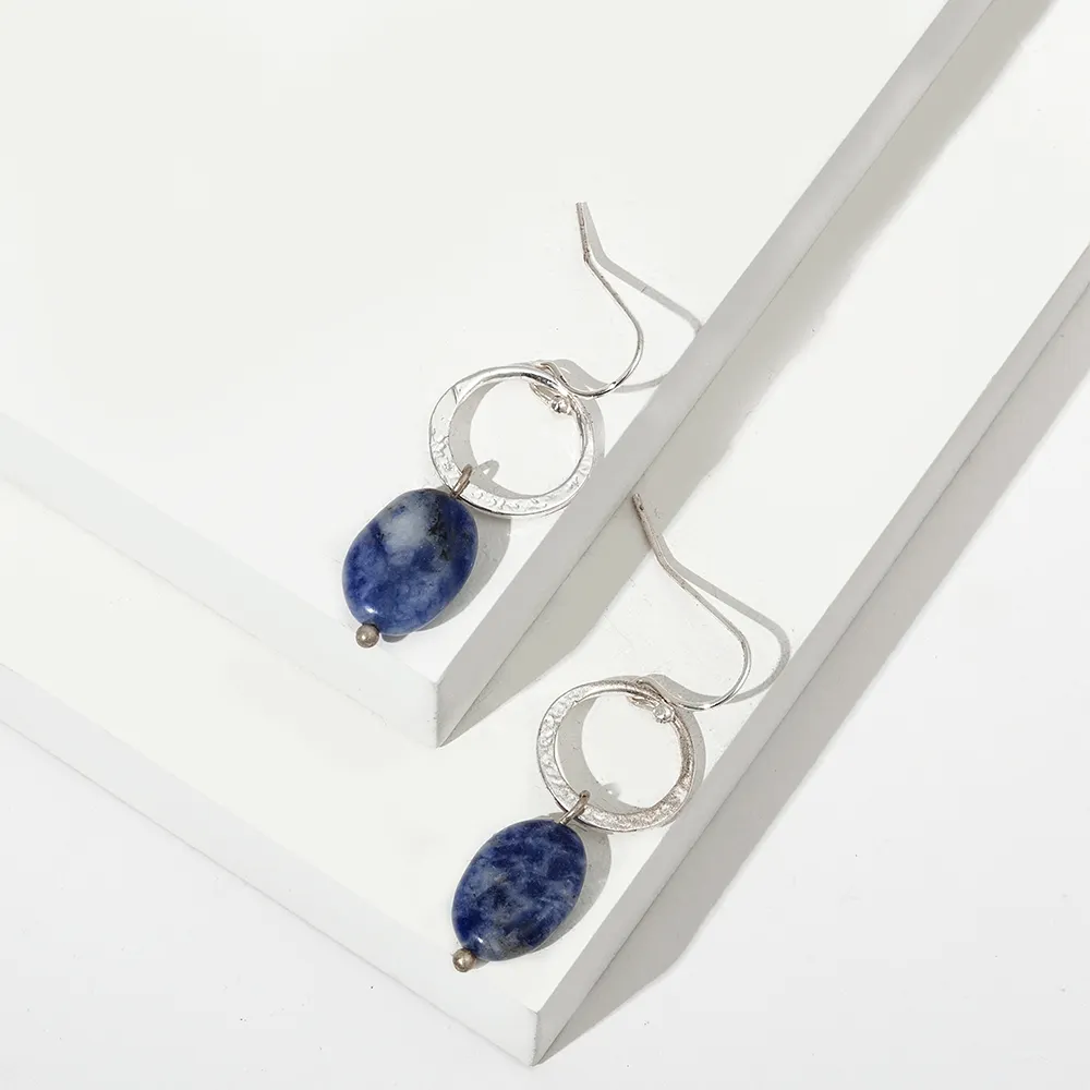 Hot Selling Dangle Earrings Jewelry Fashion Trendy Nature Stone Silver Plated Drop Earrings For Women