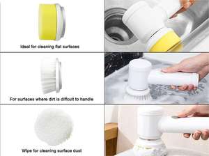 Brosse de nettoyage électrique sans fil rotative à alimentation USB avec 3 têtes de brosse remplaçables - Product Image 5