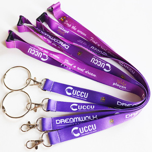 Kofei Customised Safety Personalised Sublimation Keychain Keyring Lanyard Purple Key Chains Polyester Lanyard