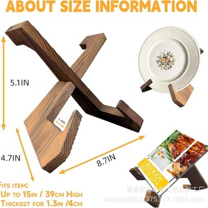 Wooden Recipe <b>Rack</b> Bookshelf Desktop Record Display Stand Minimalist Style Multi Use Holder For Books Vinyl <b>Plates</b> - Product Image 3