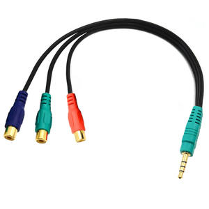 Câble AV plaqué or YR-AV-7A, adaptateur 3,5 mm vers 3RCA femelle, câble audio-vidéo composite un-vers-trois, rouge, vert, bleu - Product Image 3