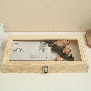 Caja de Madera Acrílica para Especímenes, con Tapa Abatible, 38x22x5.5cm, Caja Organizadora de Joyería Rectangular de Madera Maciza con Cierre, Caja de Regalo - Product Image 3
