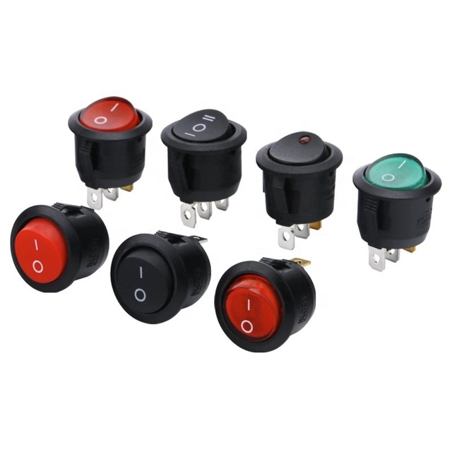 KCD1-201 Rocker Switch with Lamp 2 Pin 2 Position ON/OFF 20MM Round Switch 6A/10A 250V/125V