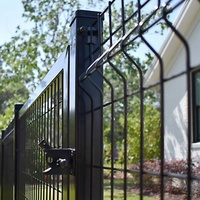Panneau de clôture en acier noir à grille décorative 6 x 6 pieds, clôture de jardin, clôture de sécurité, treillis, portails/portes, clôture 3D/maillage en V, maille soudée incurvée
