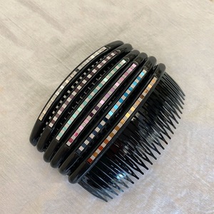 Venta directa de fábrica: Peine para el cabello de 24 dientes con lentejuelas bicolor, peine con purpurina, peine con rayas onduladas, de plástico, para peinados recogidos. - Product Image 3