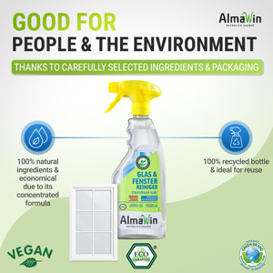 Limpiador de Vidrios y Ventanas AlmaWin Custom 1, 500ml, Spray para una Limpieza sin Rayas, Vegano, Brillo en Espejos, Vidrio Brillante, Orgánico - Product Image 5
