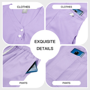 Unisex V-Neck Scrub Set Short Sleeve Moisture Wicking Knitted Hospital Uniforms Split Set For Medical Staff - Product Image 3