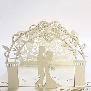 Carte d'invitation de mariage 3d personnalisée, découpée au Laser, faite à la main, avec enveloppe - Product Image 3