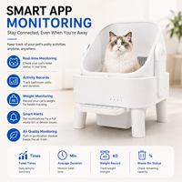 Bac à litière semi-ouvert autonettoyant en PP durable, grande capacité 75L, contrôle par application Tuya, capteur de sécurité, toilette pour chat