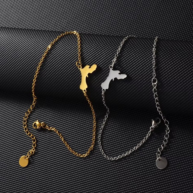 Lady Silver 18k Gold Plated Netherlands Antilles Bonaire Charm Link Chain Bracelet Anklets Ankle Foot Jewelry for Women Anklet