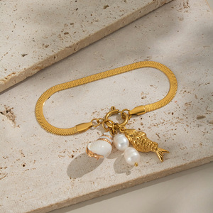 Pulseras <span class=keywords><strong>de</strong></span> Acero Inoxidable con <span class=keywords><strong>Perlas</strong></span>, Brazalete Vintage Retro Clásico para Mujer, Joyería al por Mayor - Product Image 1