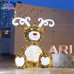 3d large led christmas gift box/polar bear/umbrella/reindeer/wing decoration led motif lights for street