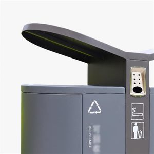 Thùng rác thương mại có thể tủ Thép mạ kẽm lớn rác gạt tàn kép 2 Thùng rác phân loại thùng rác cho thành phố đô thị - Product Image 4