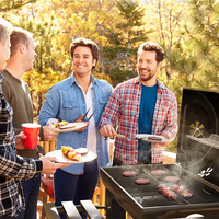 Barbecue noir pour la cuisson en plein air, le camping, les pique-niques, barbecue en acier pour la cour, barbecue au charbon de bois avec roues et étagères