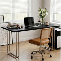 Table de bureau vintage industrielle en bois massif avec pieds en acier inoxydable, idéale pour la maison, le bureau ou comme table d'étudiant – Grande taille – Offre spéciale