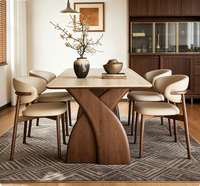 Ensemble de table et chaises de salle à manger en bois massif et pierre frittée, style nordique moderne, rectangulaire, écologique, imperméable, 4 à 6 places
