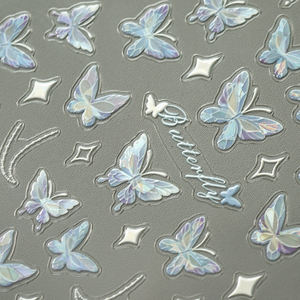 5D en relief papillon <span class=keywords><strong>Nail</strong></span> <span class=keywords><strong>Art</strong></span> autocollants auto-adhésif coquille lumière papillons ongles décalcomanies <span class=keywords><strong>printemps</strong></span> été ongles autocollants - Product Image 4