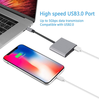 Hub USB Type C vers HDMI 3.0 en alliage d'aluminium multiport 3 en 1 Adaptateur USB Type C vers HDMI