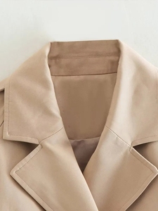 Haute qualité printemps Streetwear à manches longues avec ceinture bouton unique <span class=keywords><strong>court</strong></span> femmes recadrée <span class=keywords><strong>Trench</strong></span> <span class=keywords><strong>kaki</strong></span> revers vestes manteau - Product Image 3