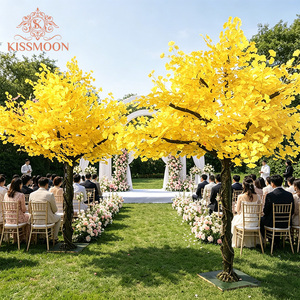 Grande Albero di Ginkgo Artificiale con <span class=keywords><strong>Foglie</strong></span> <span class=keywords><strong>Gialle</strong></span> in Seta e Tronco in Fibra di Vetro per Decorazioni di Matrimoni ed Eventi, Interni ed Esterni - Product Image 3