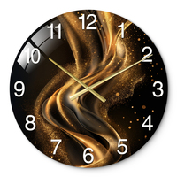 Schwarz-Goldene Wanduhr mit Fluid-Art-Muster Abstraktes Seidenoptik-Design Geräuschloser Quarz-Mechanismus für Moderne Wohnzimmer-Luxusdekoration