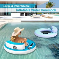 Equipo de Juego Acuático, Colchoneta Flotante de PVC con Tecnología Drop-Stitch, Anillo Flotante Redondo con Cuerda de Nailon de Alta Elasticidad